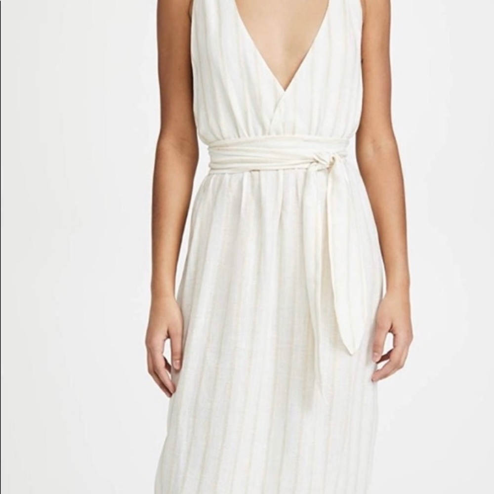 Mara Hoffman Calypso Dress in linen/ beige stripe